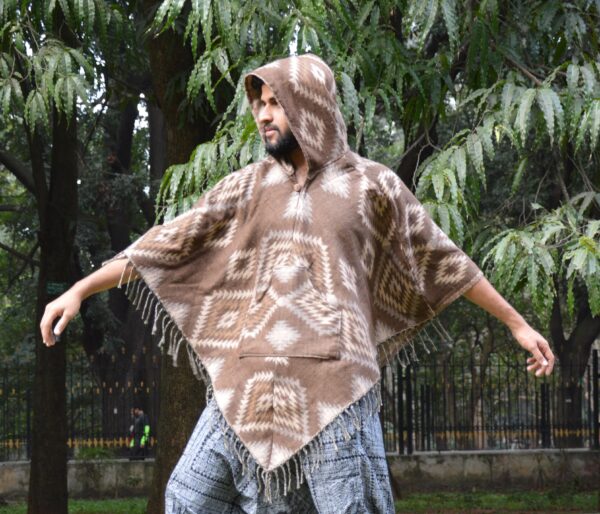 Brown Aztec hippie poncho