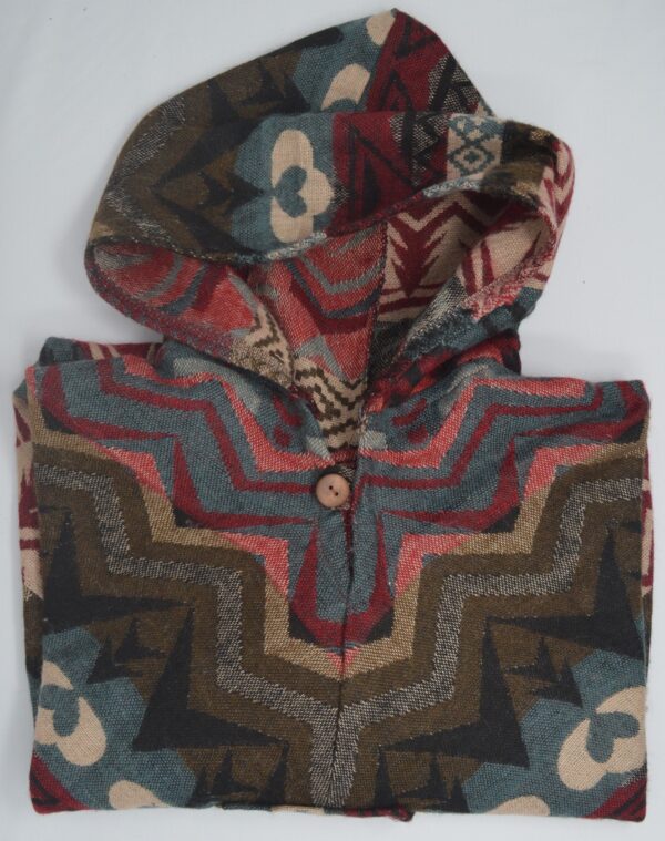 Red&grey aztec print hippie poncho - Image 5