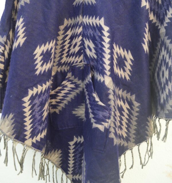 Blue Aztec print hippie poncho - Image 3