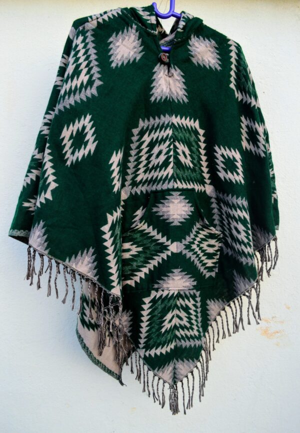 Dark green aztec tribal print poncho - Image 4