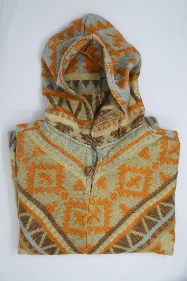 Orange aztec Printed Poncho - Image 5