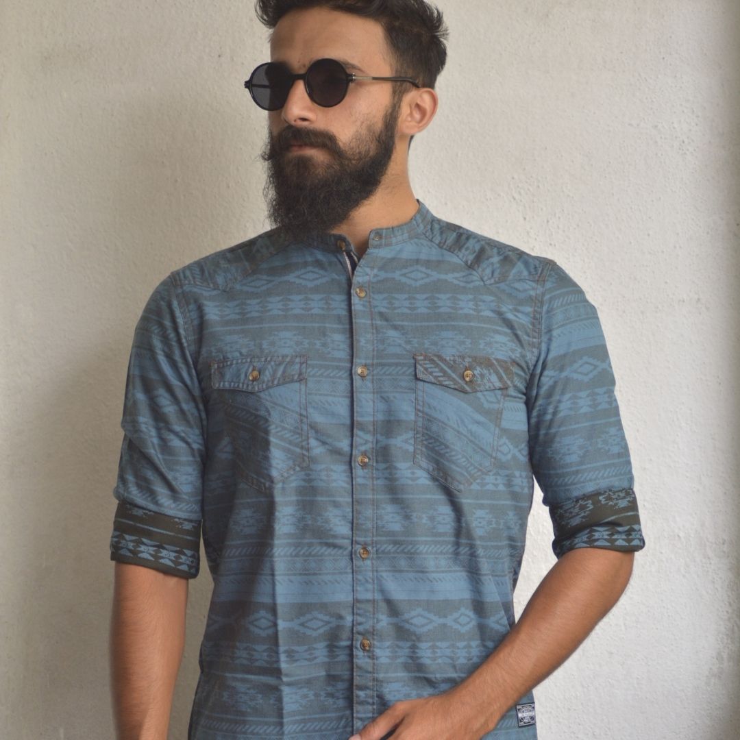 Denim Black Printed Shirt