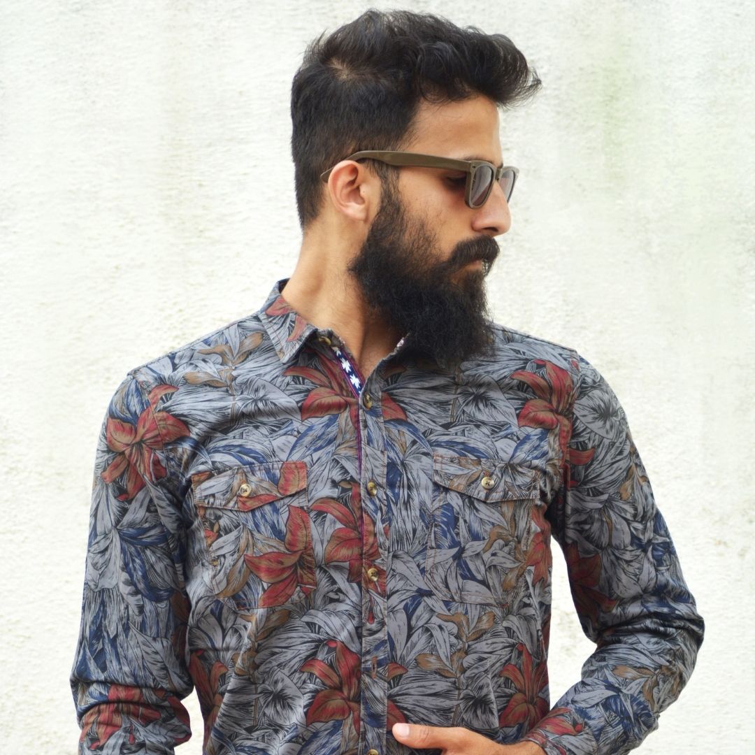 Dark Floral Pattern Shirt - Image 2