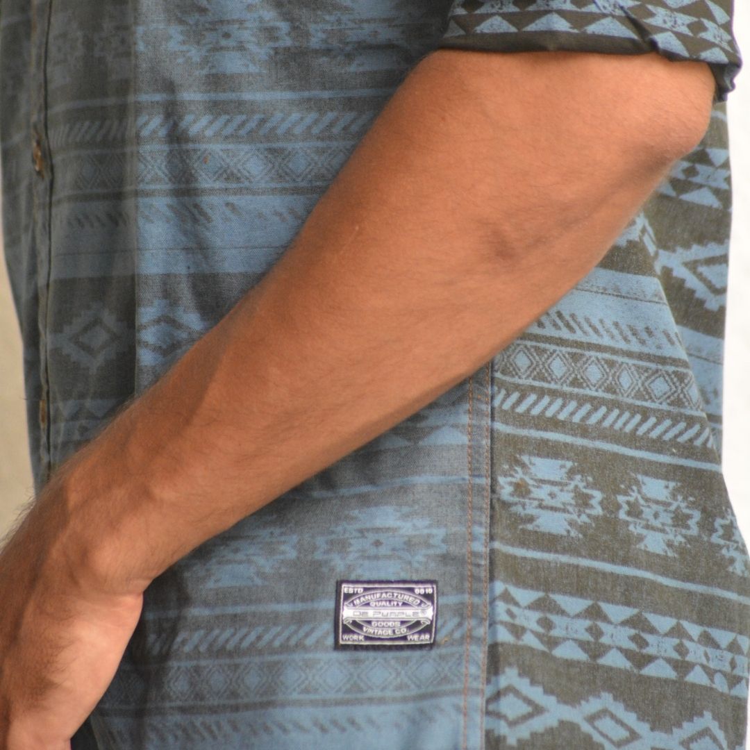 Denim Black Printed Shirt - Image 3