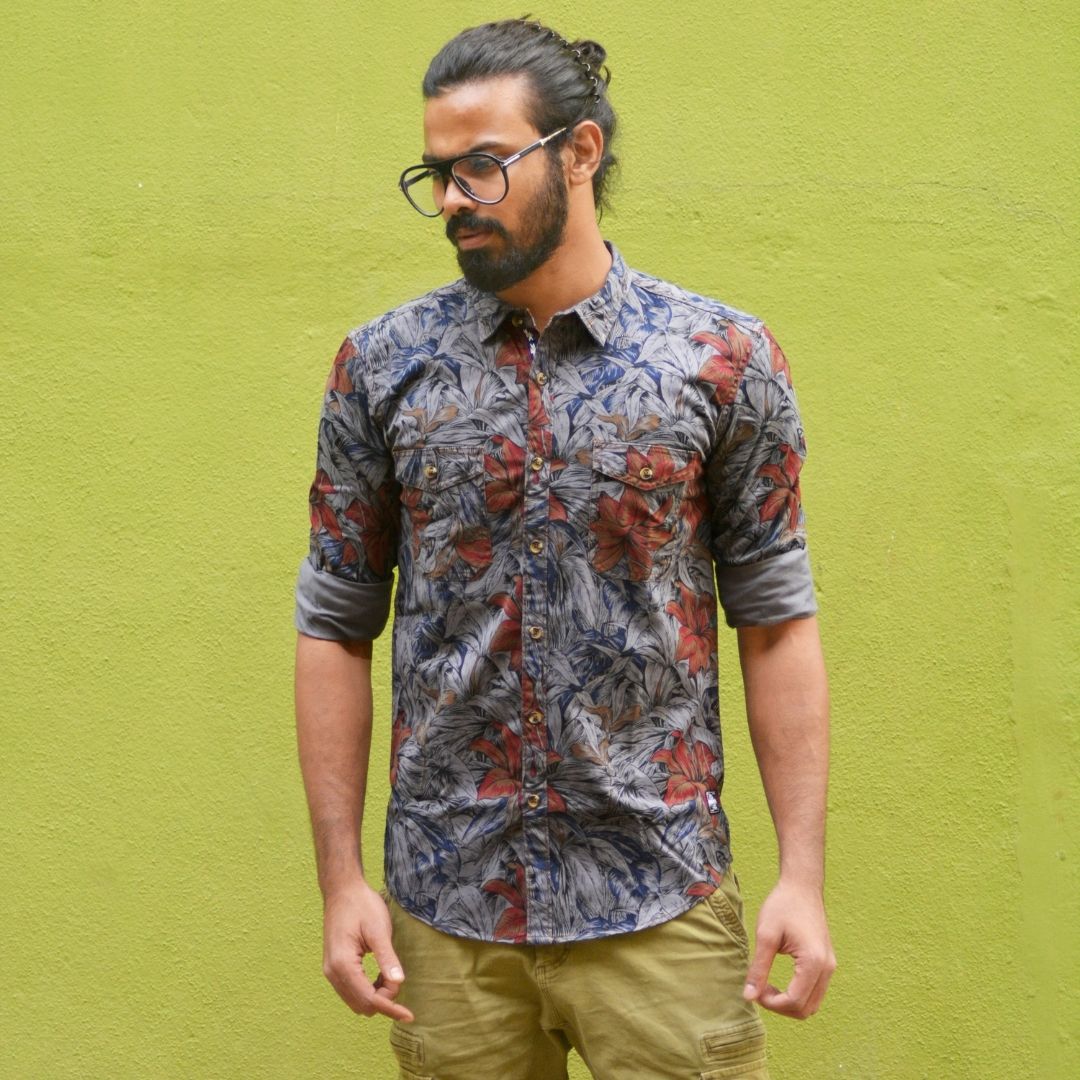 Dark Floral Pattern Shirt