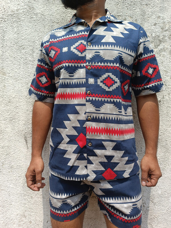 Premium blue grey aztec print unisex Co-ord set - Image 2