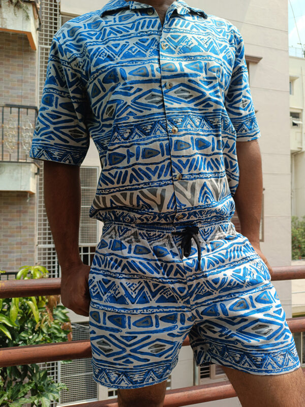 Printed blue unisex co-ord set