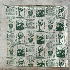 Beige and green skull printed fabric Table Mat/ Wall hanging