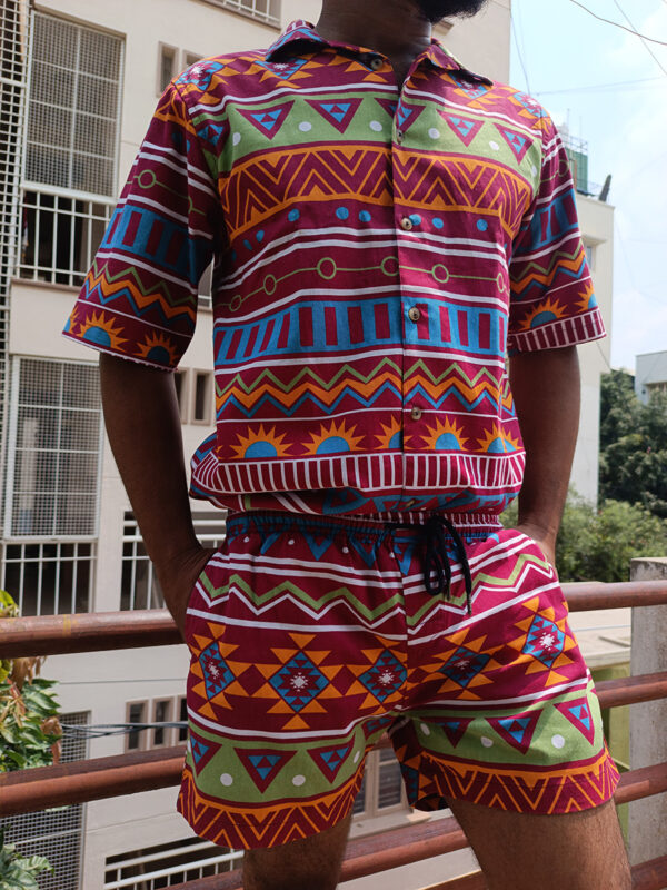 Multicoloured tribal print unisex Shirt - Image 3